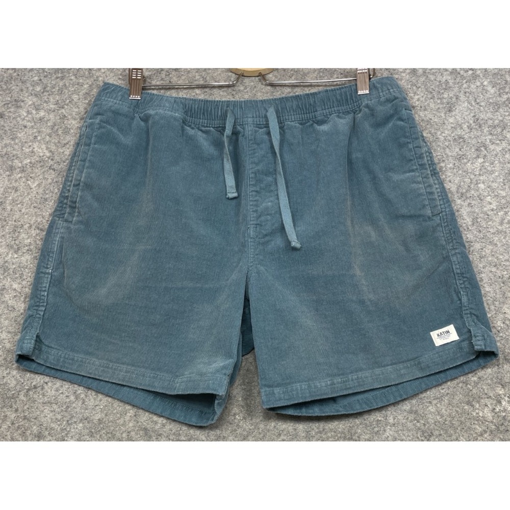 Katin Corduroy Elastic Waist Drawstring Shorts Blue XL